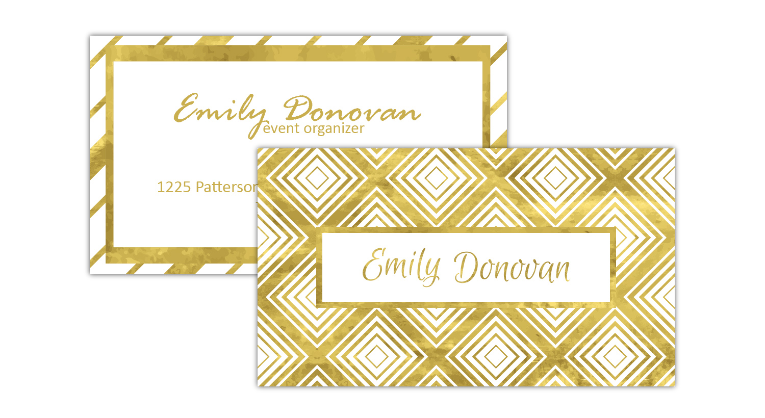 Gold foil stamping in business card.