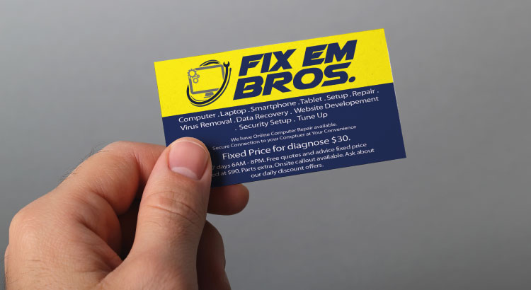 Business card with too much information. 